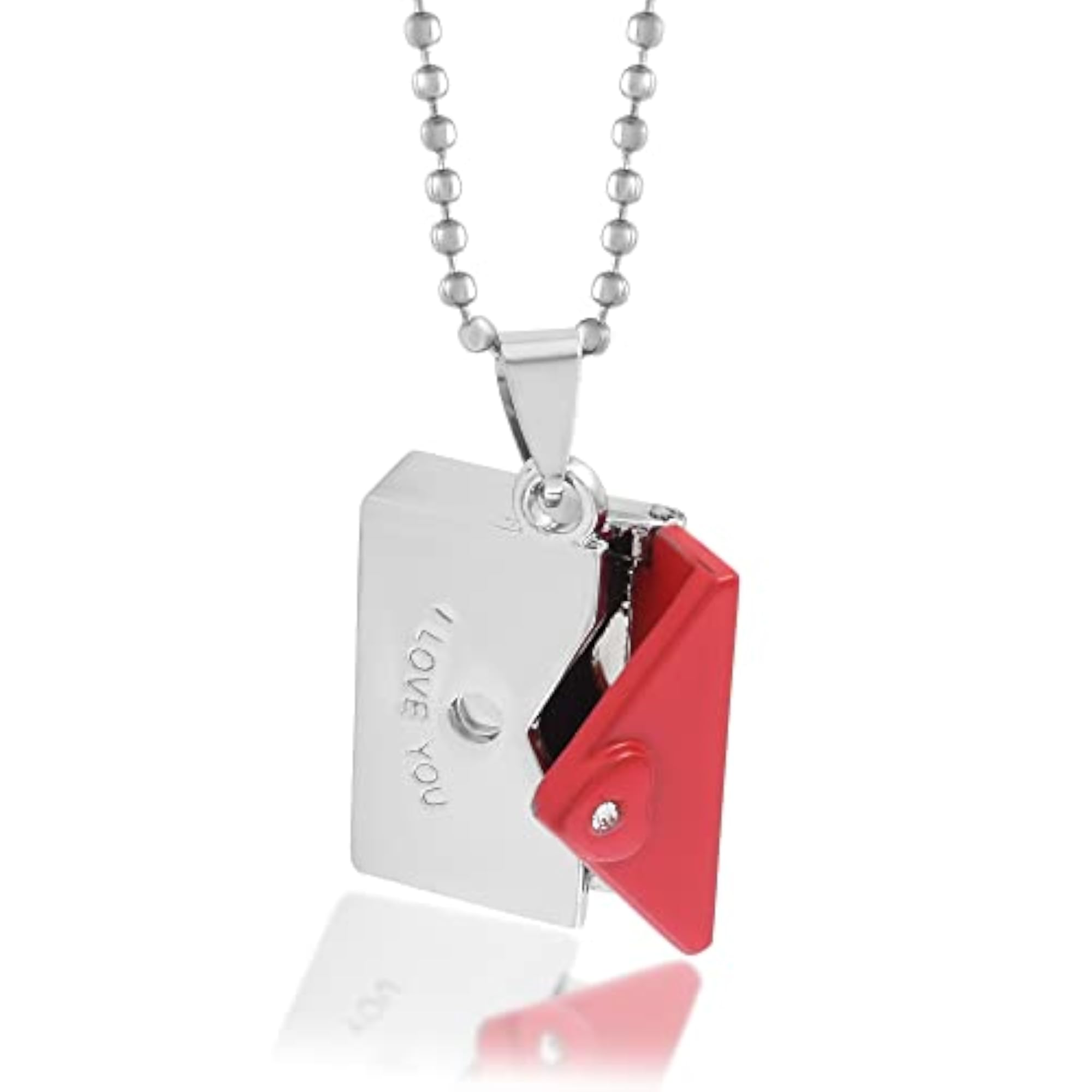 Silverplated Openable Envelope Love Proposal Pendant